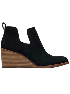 TOMS Kallie Black Suede Wedge Ankle Boots size 10
